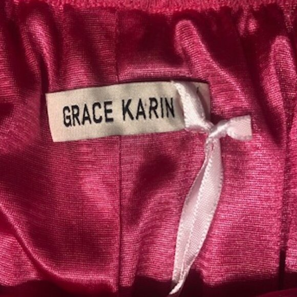 NWT Grace Karin Women Pink Pleated Chiffon Elastic Waist Skirt Lined Size 2XL - Picture 5 of 13